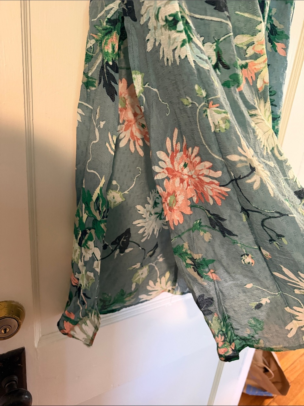 H&M Teal Floral Maxi Skirt with Pink & White Blooms - Picture 3 of 7